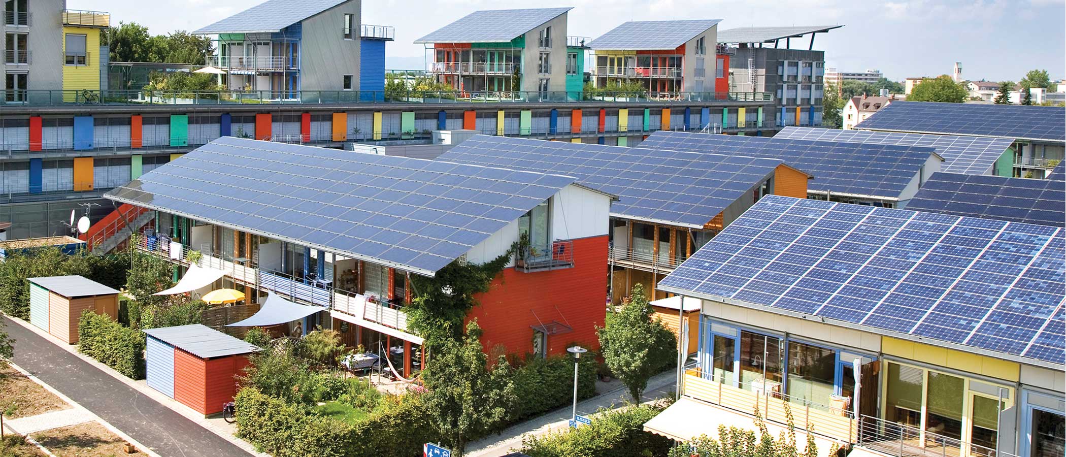 Solar Settlement, a 59-home community in Freiburg, Germany.