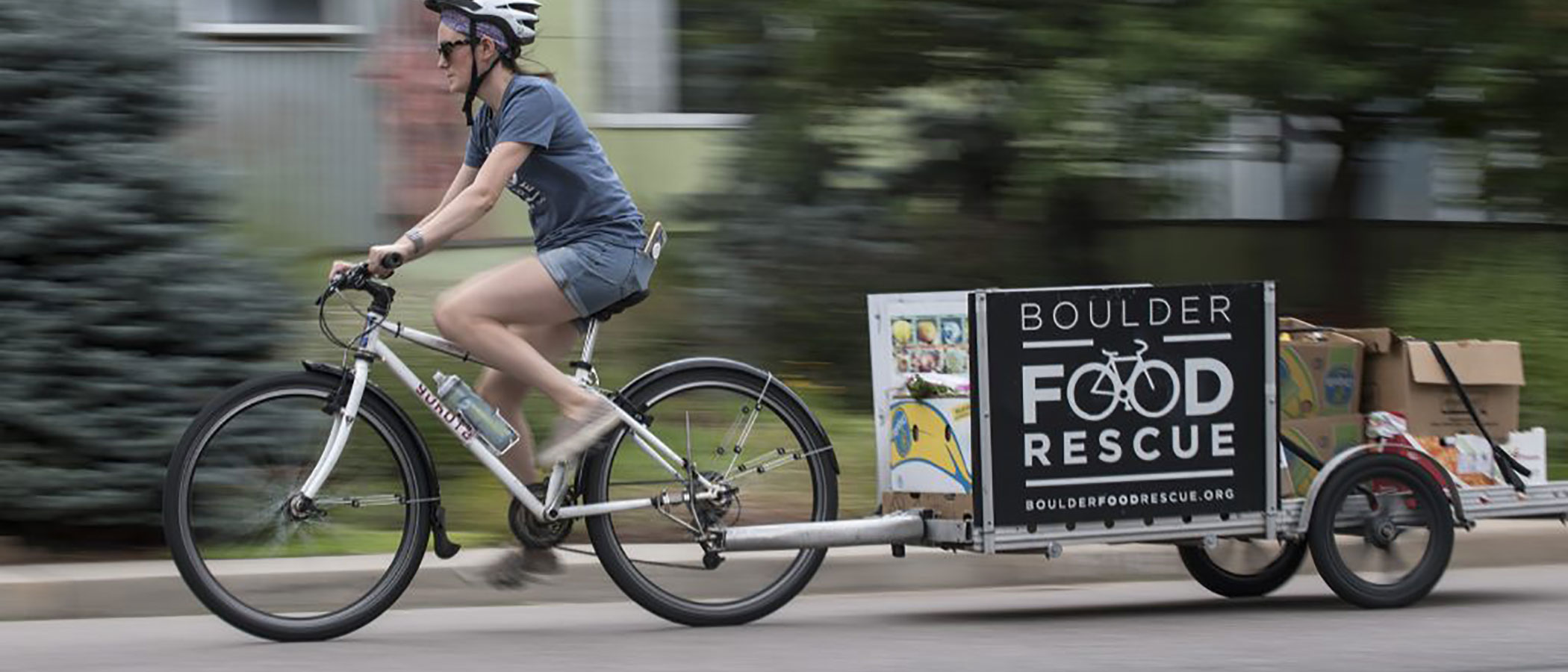 Boulder Food Rescue redistributes food to low-income communities by bicycle.