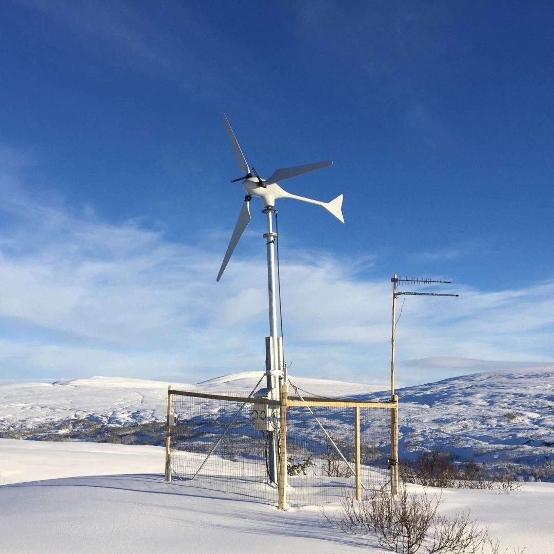 Micro wind turbine on hillside