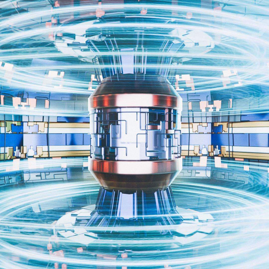 A graphic showing the inside of a nuclear fusion reactor