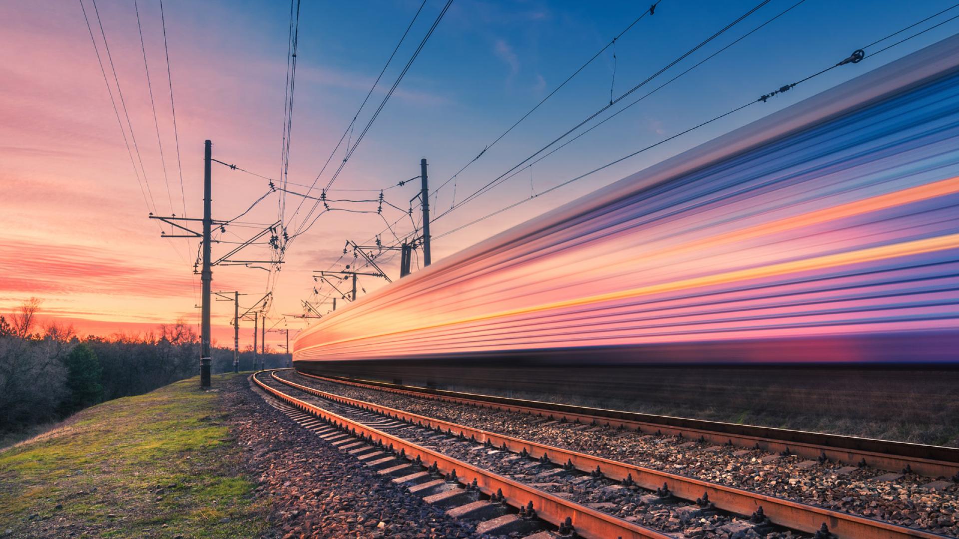 Railroad track and sunrise